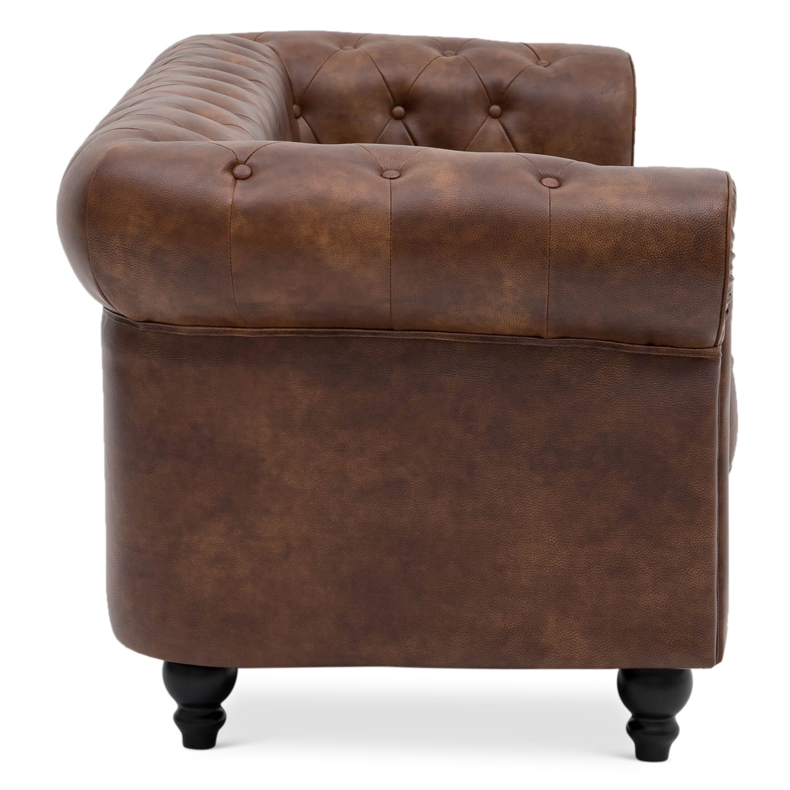 Benjamin Chesterfield Classical 3-Seater PU Leather Sofa