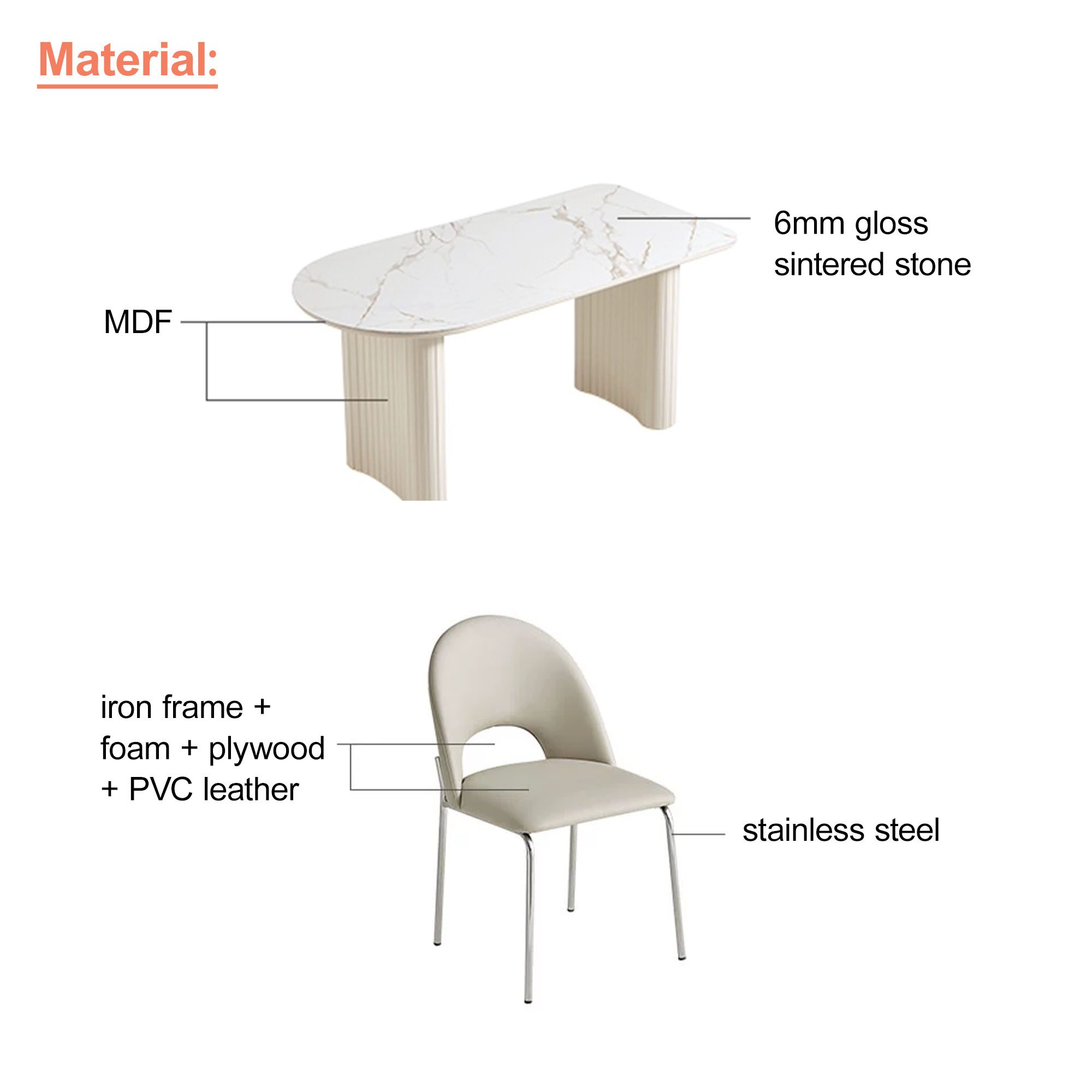 Basir 4-Seater Dining Set with Ormond Chairs (Sintered Stone)