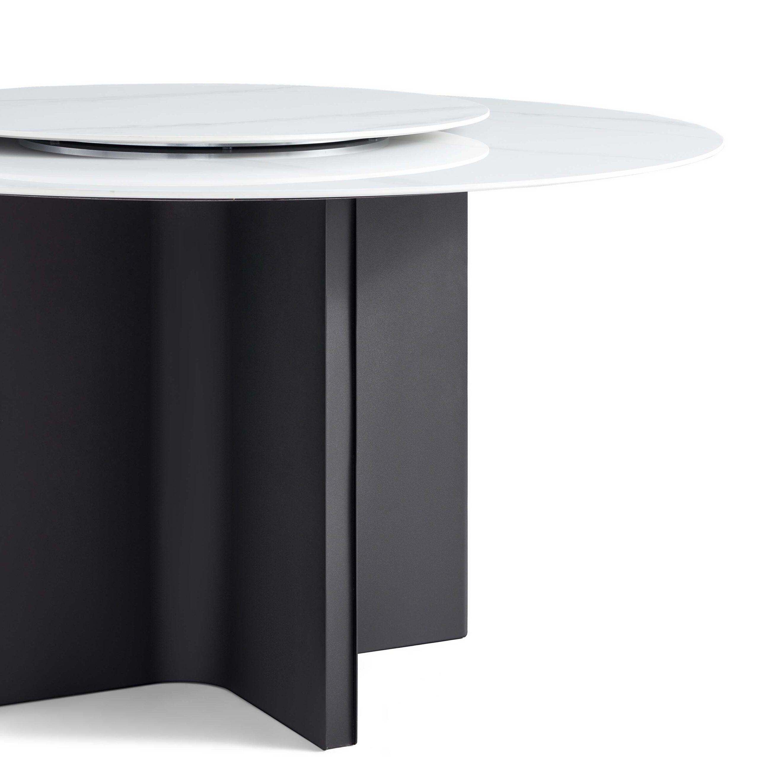 Malkah 1.35M Round Sintered Stone Dining Table with Lazy Susan