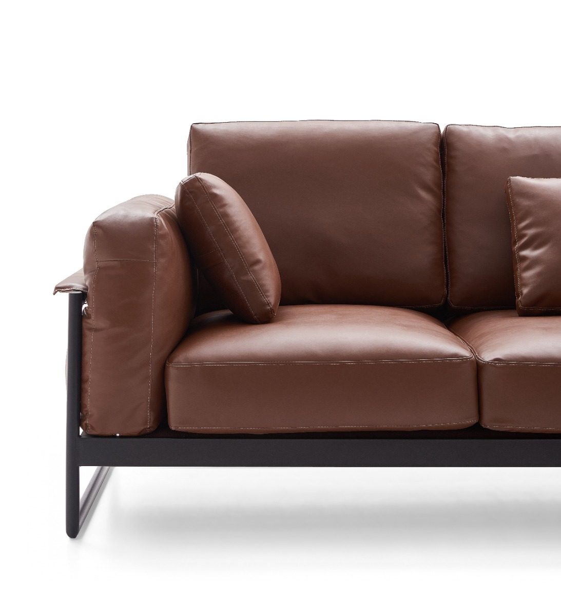 Gwynn 4-Seater Faux Leather Sofa – Dark Brown