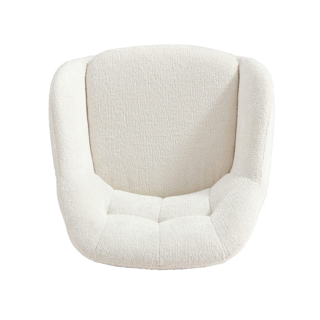 Shayne Velvet Linen Swivel Chair – Cream