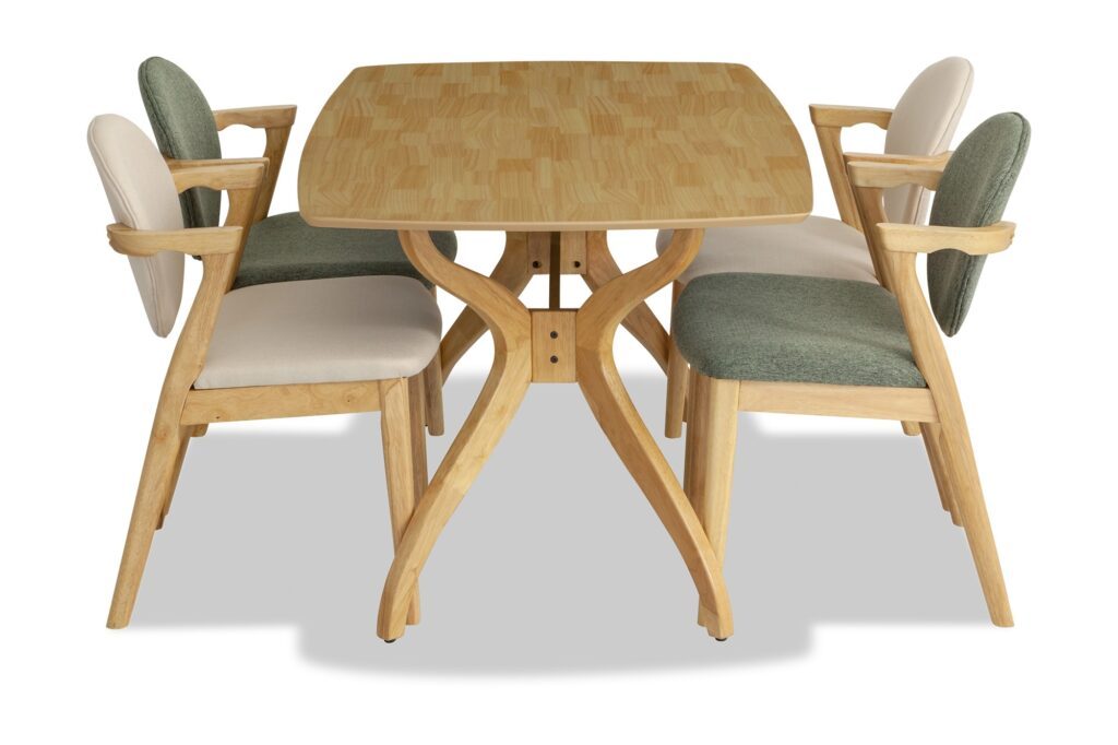 Ronny 4-Seater Dining Set – Natural (1 Table + 4 Chairs)