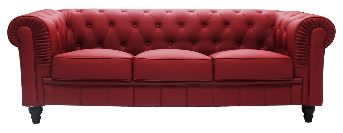 Benjamin Chesterfield Classical 3-Seater PU Leather Sofa