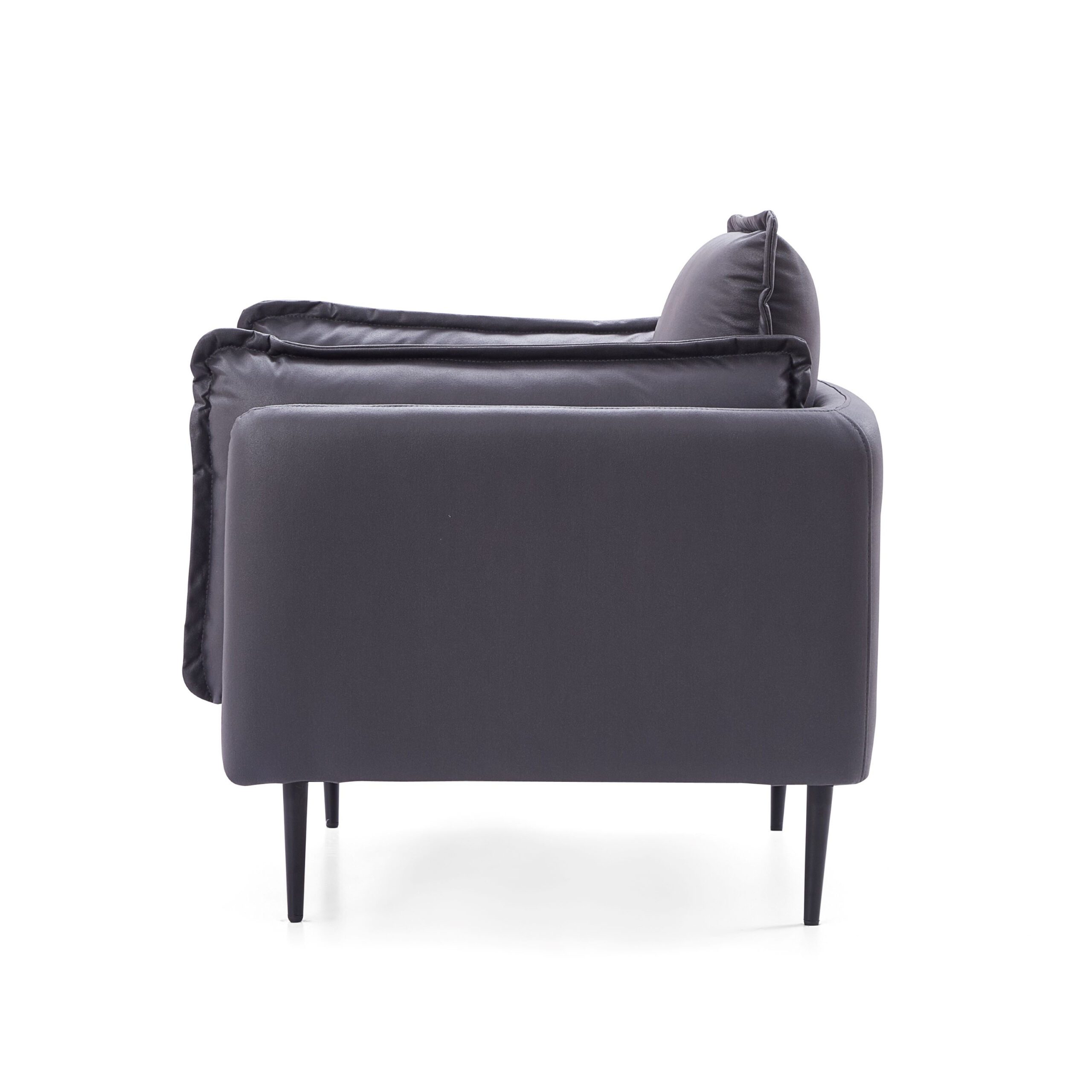 Adain Grey Leathaire Armchair with Metal Legs