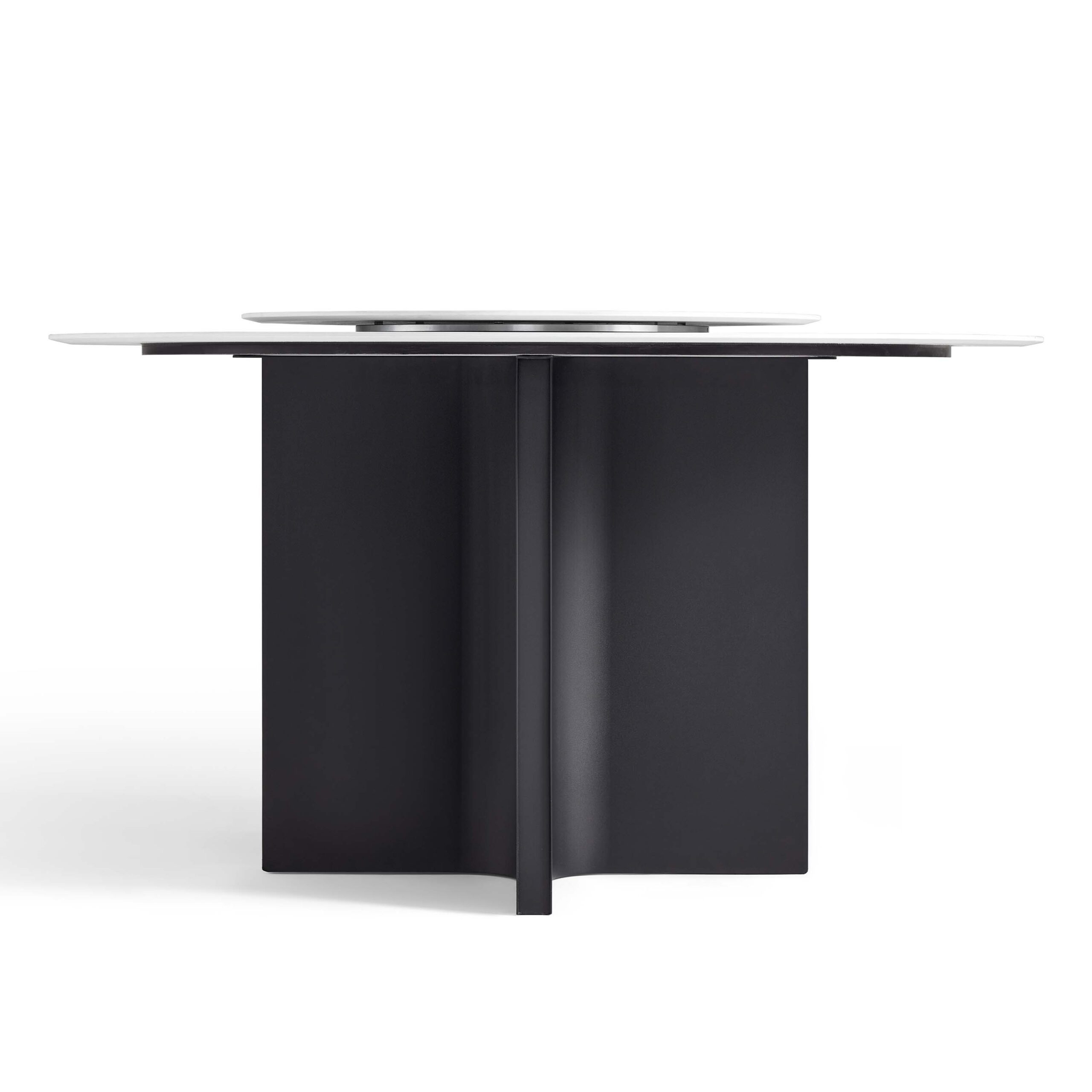 Malkah 1.35M Round Sintered Stone Dining Table with Lazy Susan