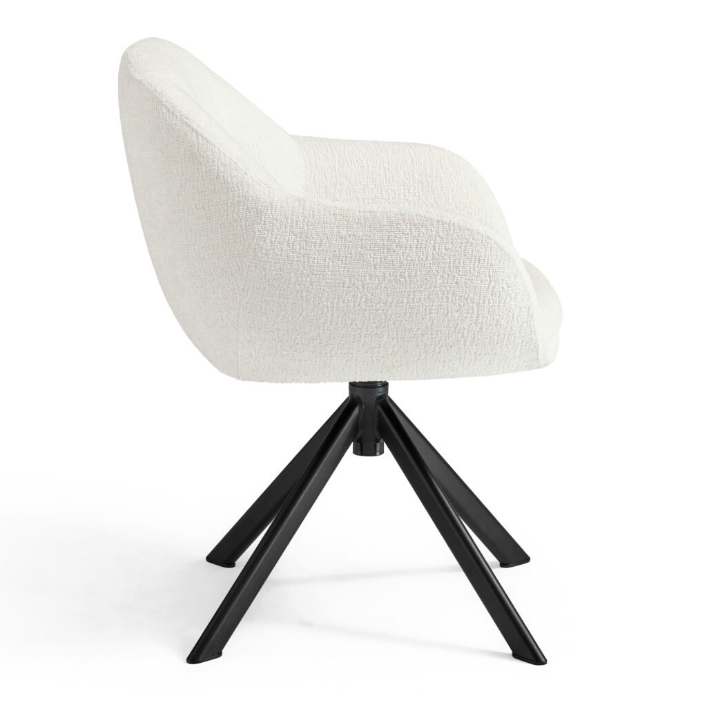 Shayne Velvet Linen Swivel Chair – Cream