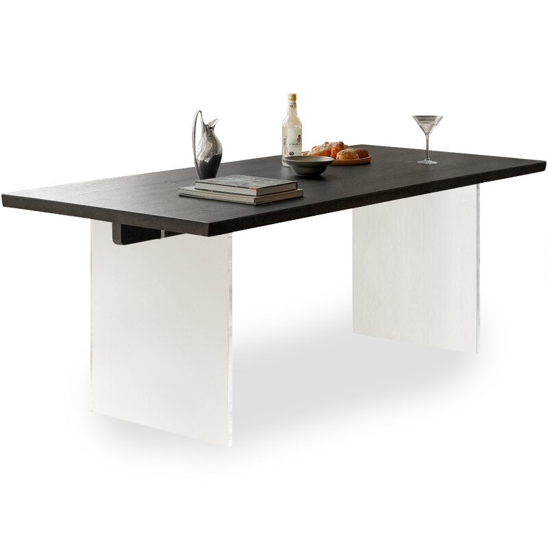 Baillidh Floating Dining Table – Ash Black with Acrylic Legs