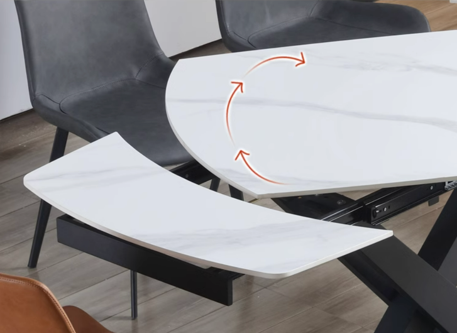 Hume Modern Extendable Sintered Stone Dining Table
