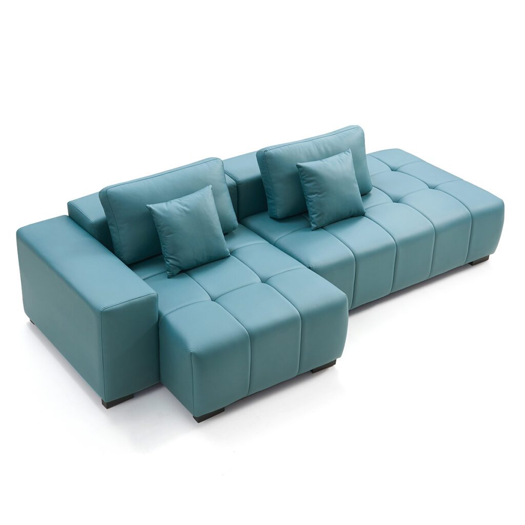 Woolcott L-Shape Sofa – Blue Green