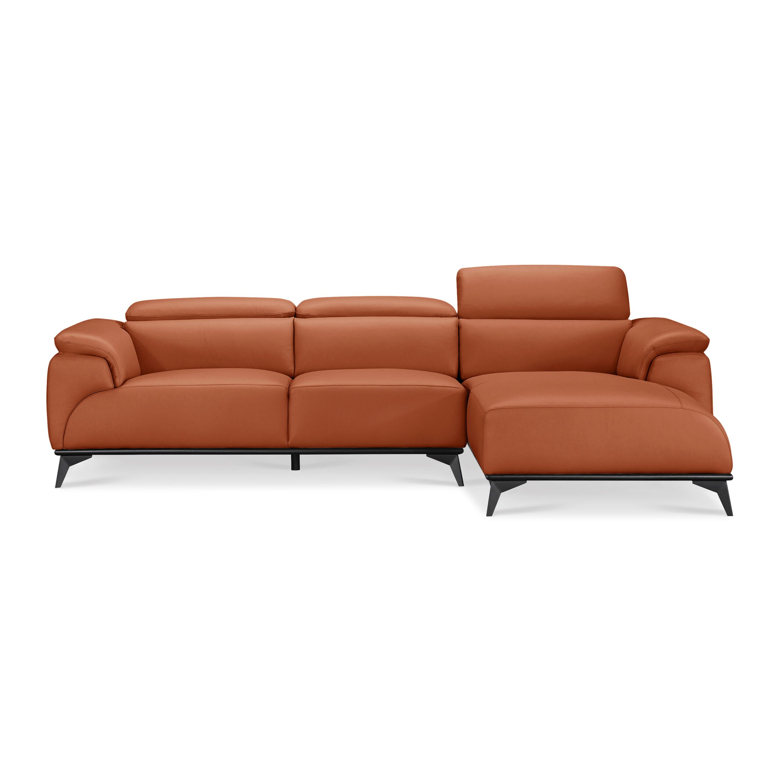 Fautave L-Shape Full Leather Sofa with Adjustable Headrest