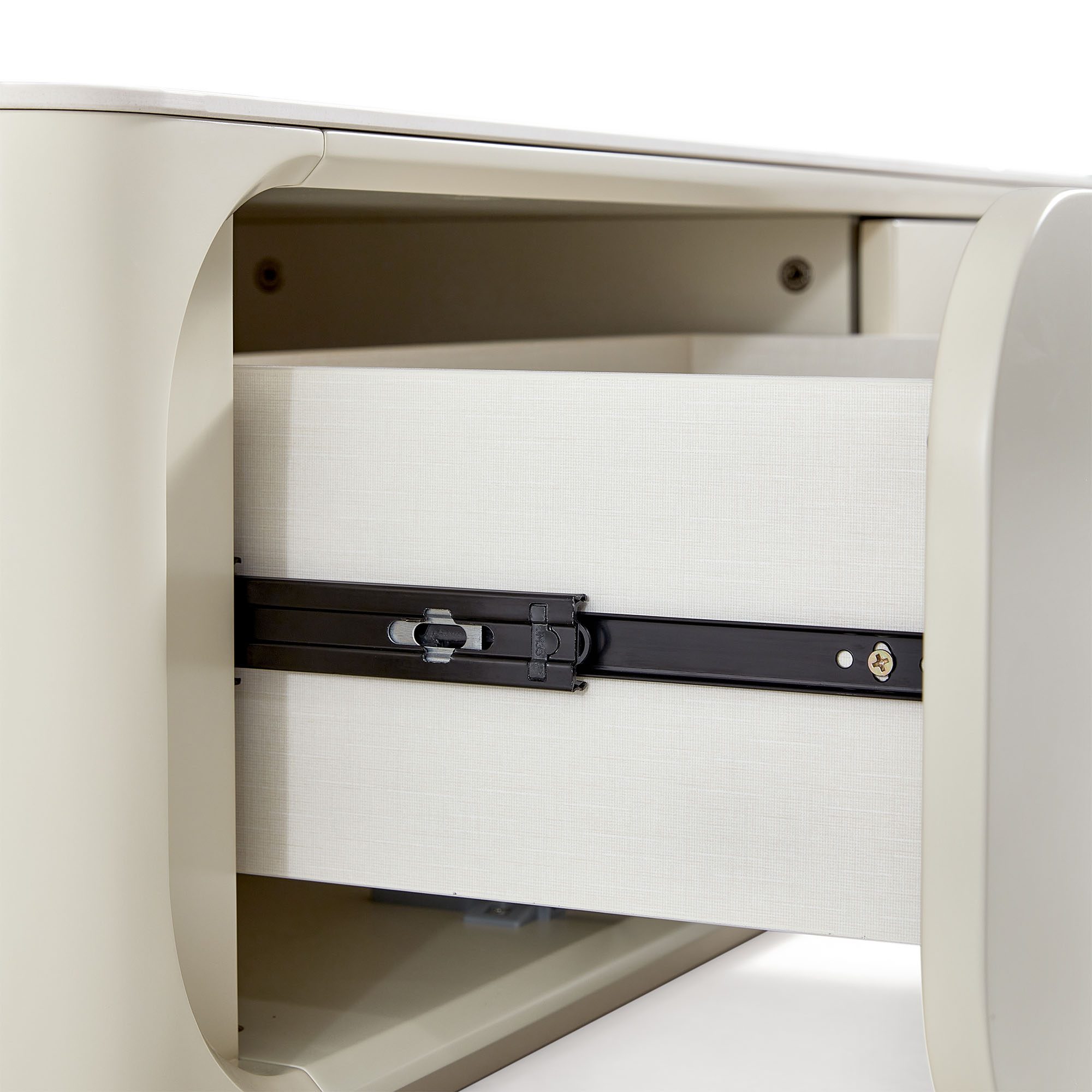 Wendell Extendable TV Console – Off-White Sintered Stone