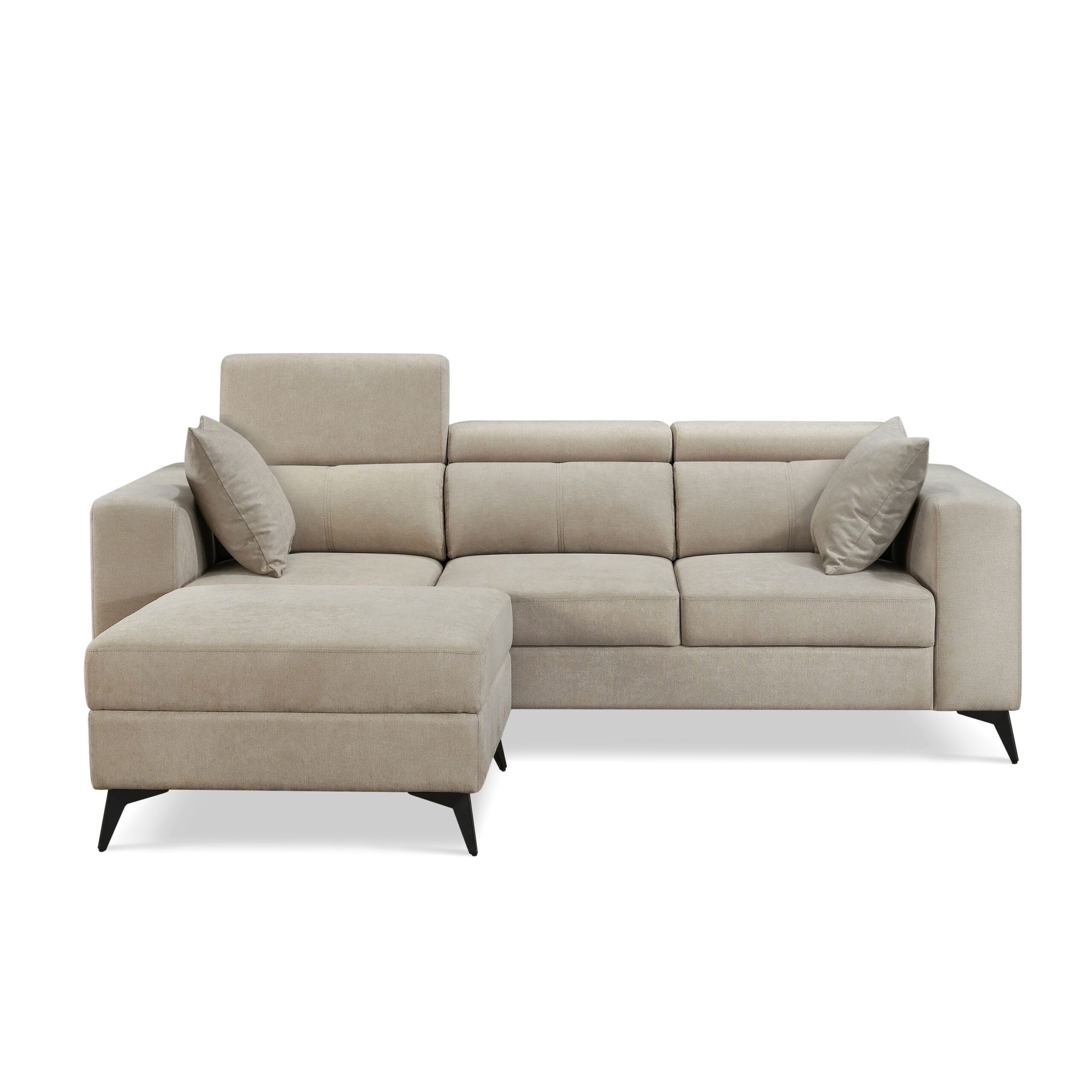 Adriano 2.15m 3-Seater Fabric Sofa with Ottoman