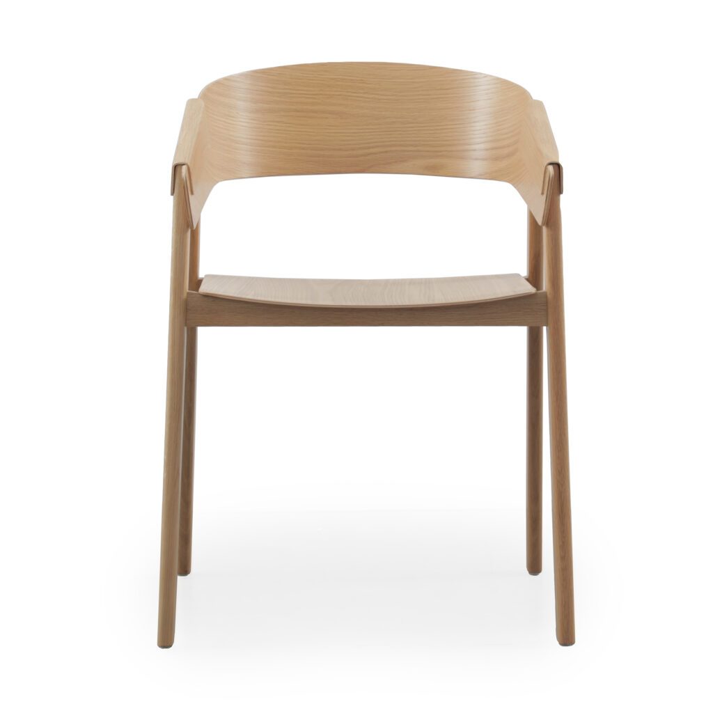 Emiko Oak Wood Dining Chair with Arms