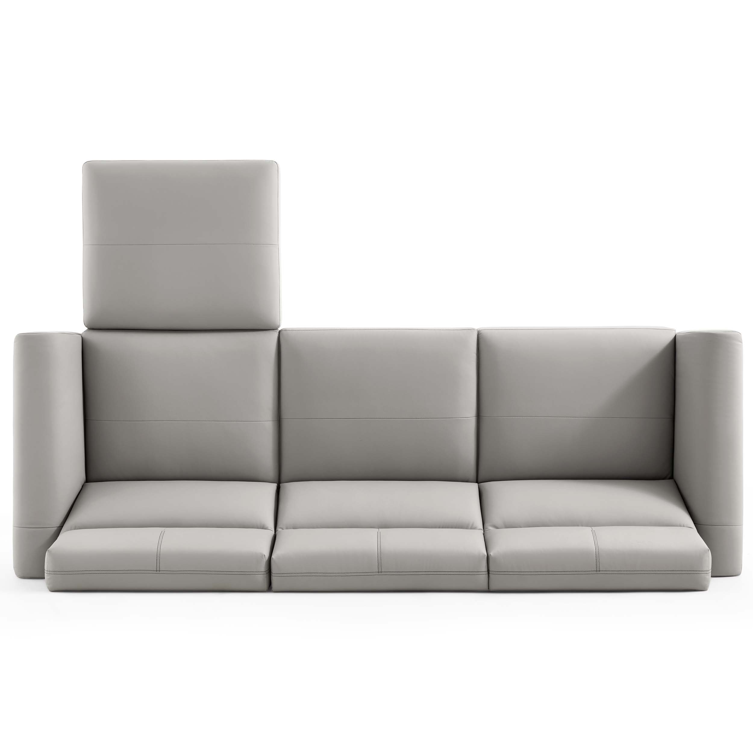 Brago Premium 4-Seater Leather Sofa with Ottoman – Light Grey
