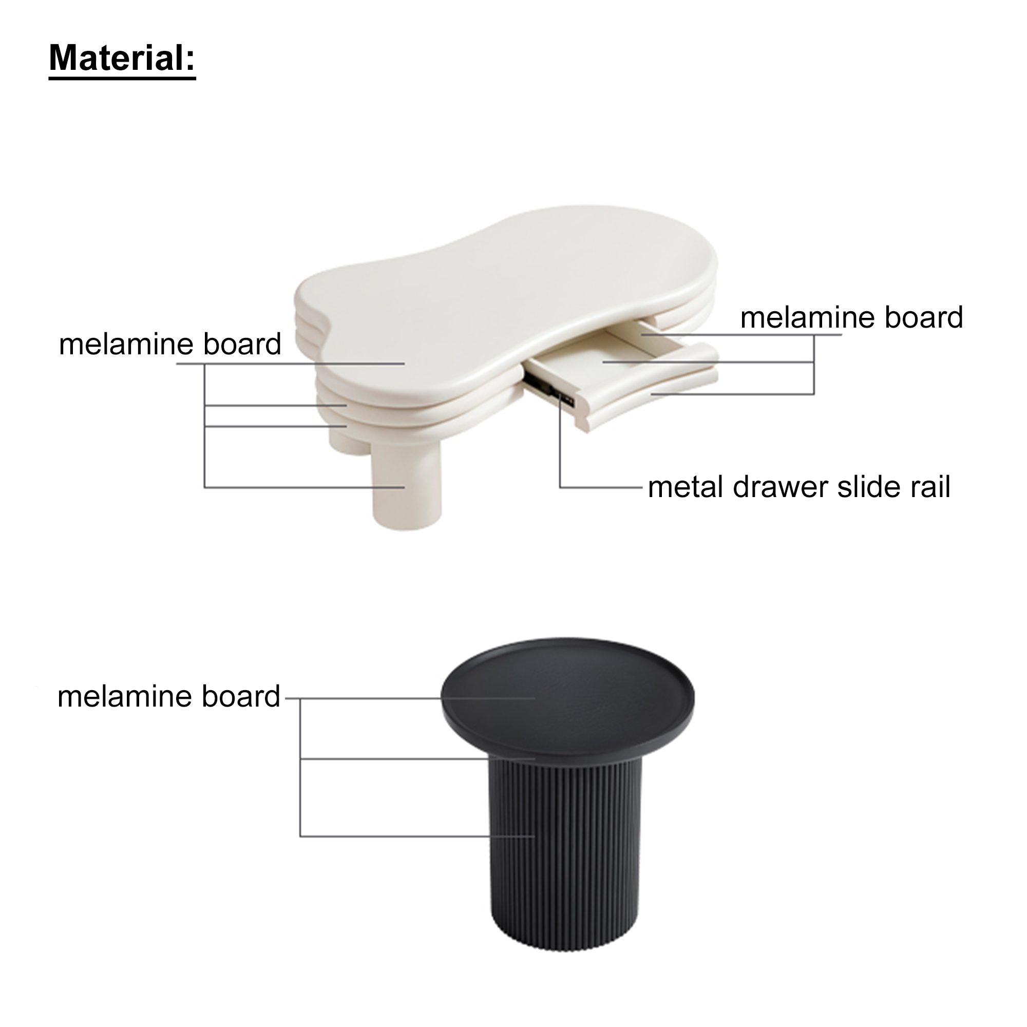 Altti 2-Piece CreamBlack Coffee Table Set