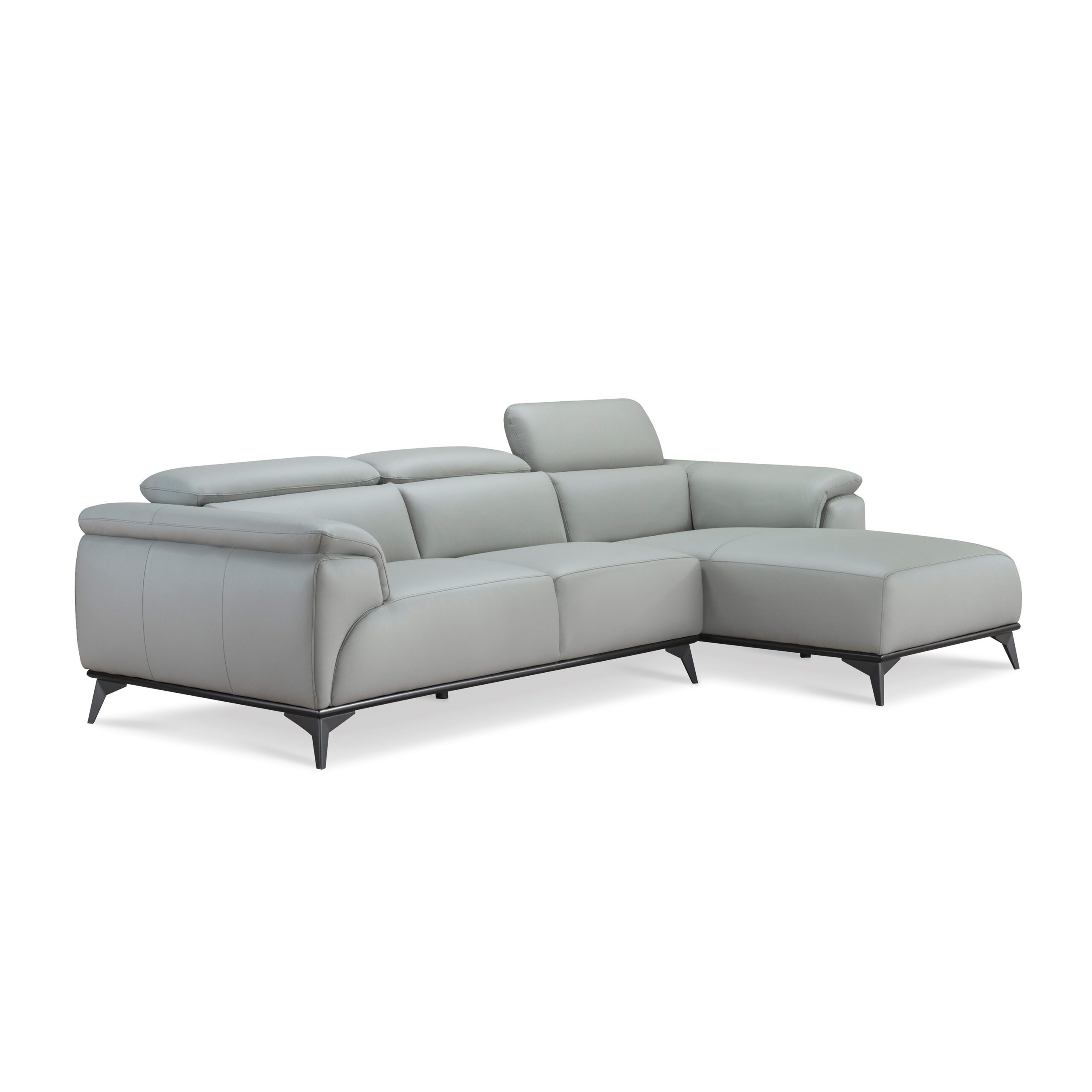 Fautave L-Shape Full Leather Sofa with Adjustable Headrest