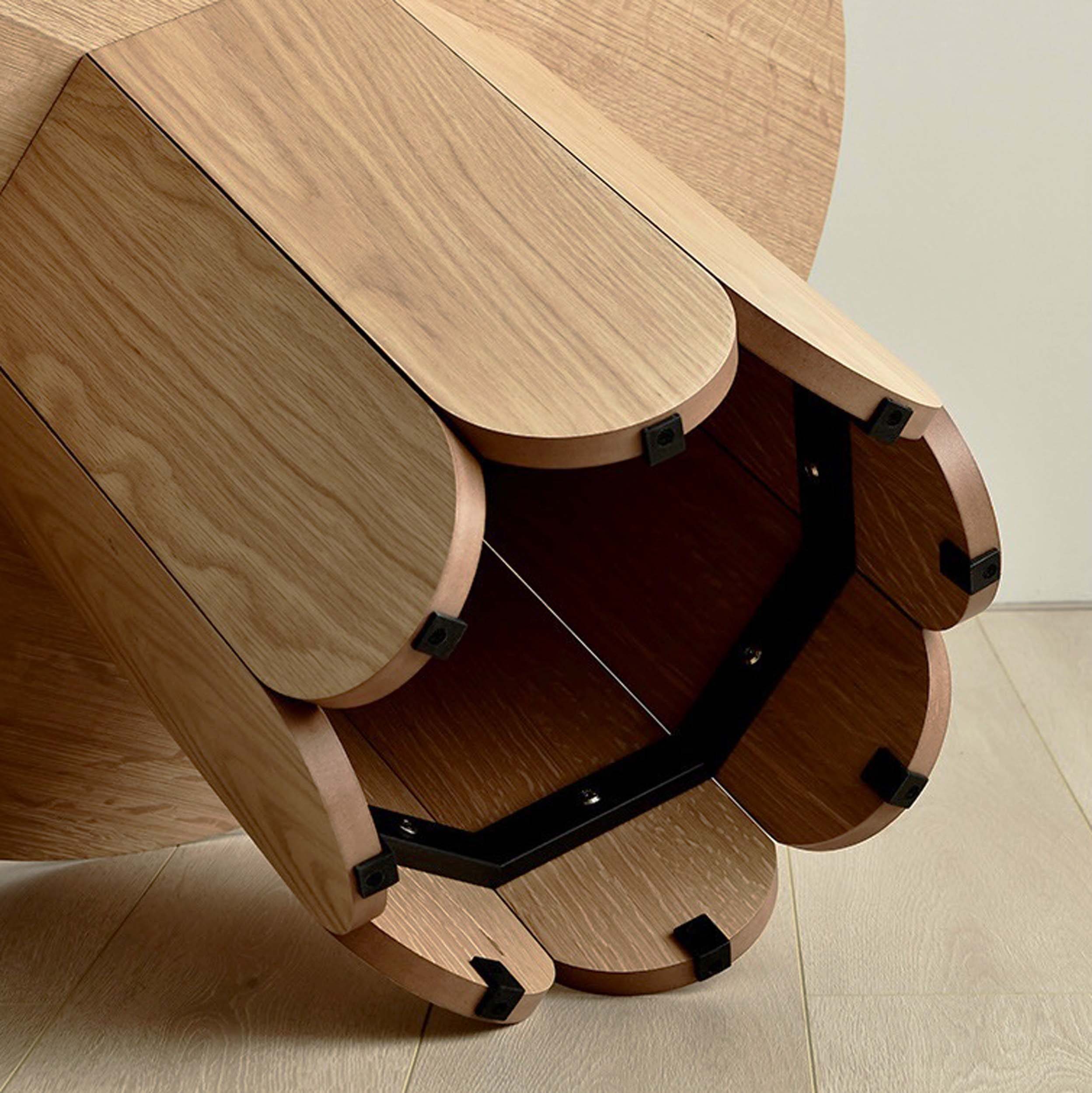 Naomi Round Ribbed Coffee Table – Oak Veneer