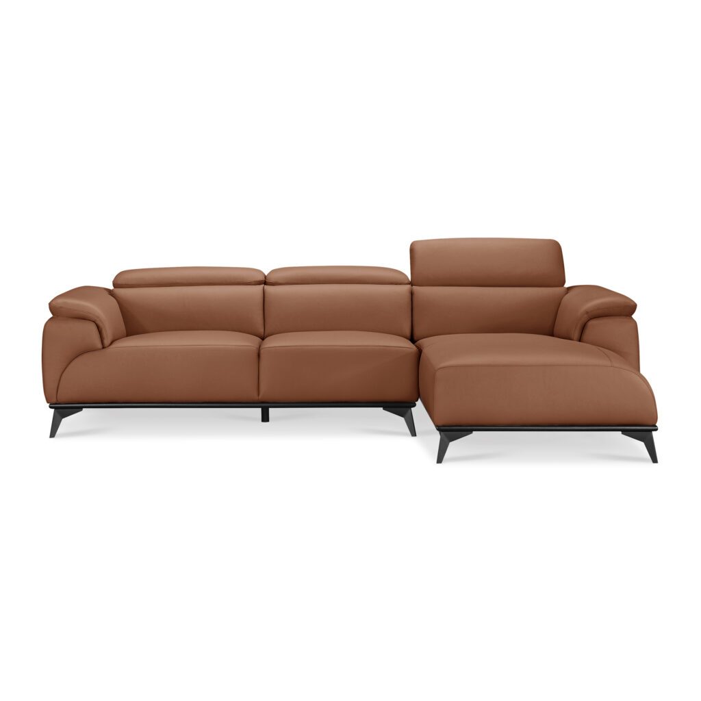 Fautave L-Shape Full Leather Sofa with Adjustable Headrest