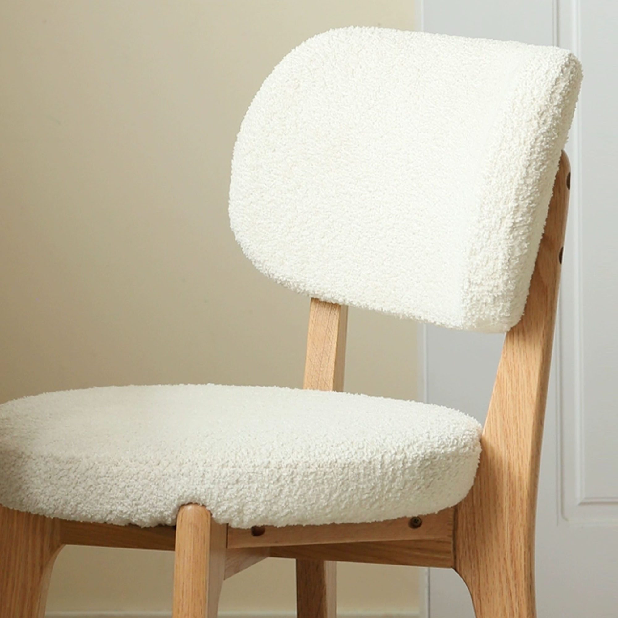 Lartius Boucle Fabric Oak Wood Chair