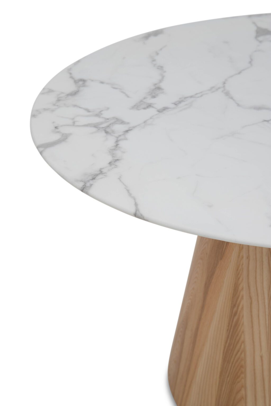 Valentin Round Marble Dining Table – Natural Ash Wood