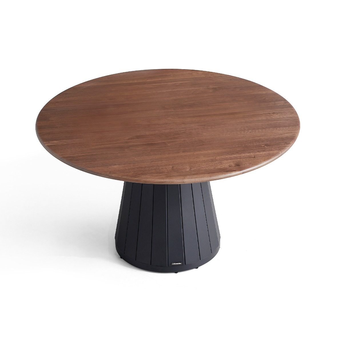 Paulino 1.35M Round Dining Table – Walnut & Black
