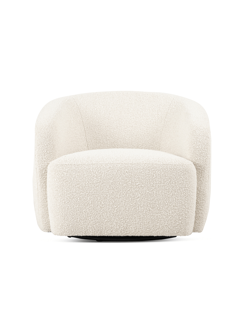 Elowen Curved Swivel Armchair – Boucle Fabric