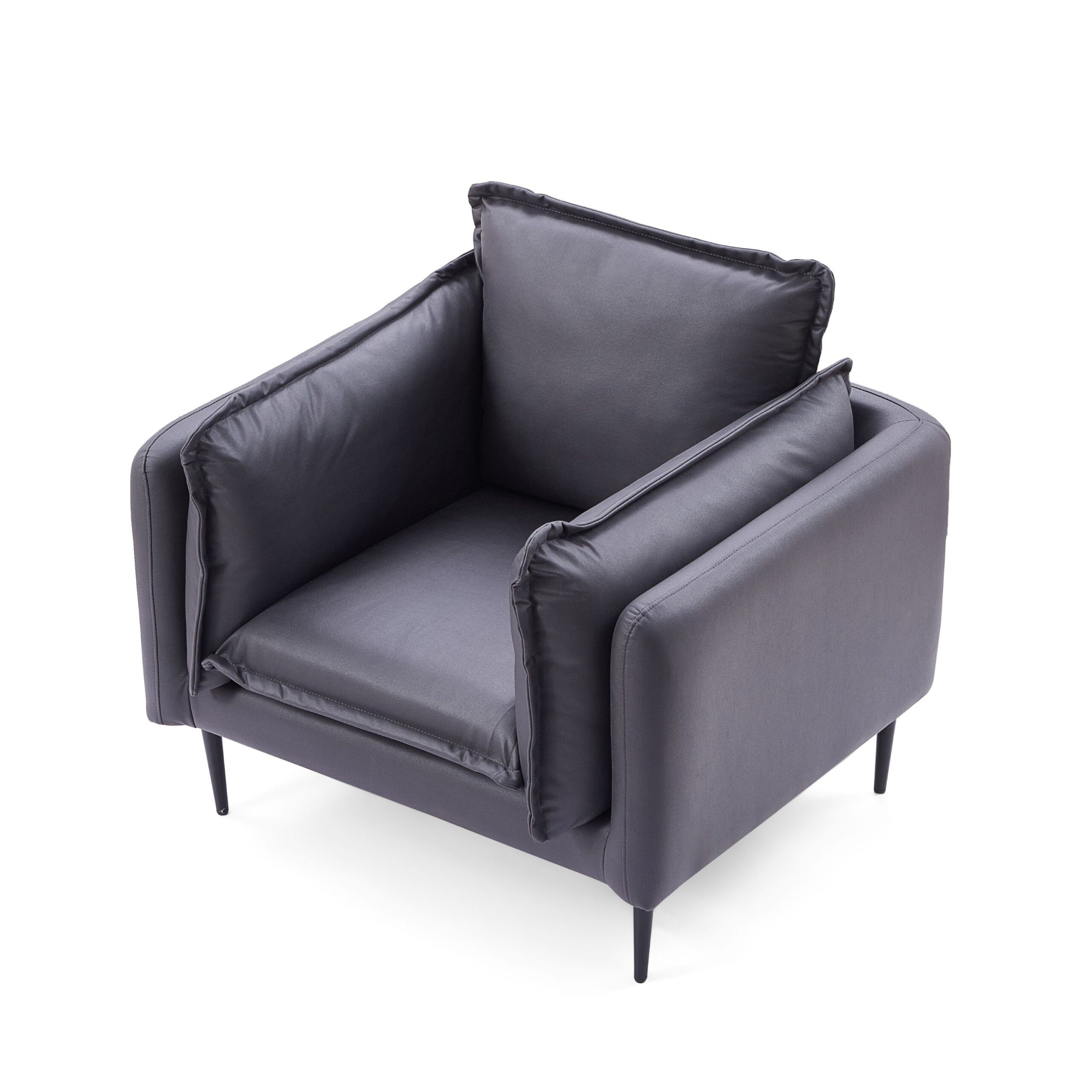 Adain Grey Leathaire Armchair with Metal Legs