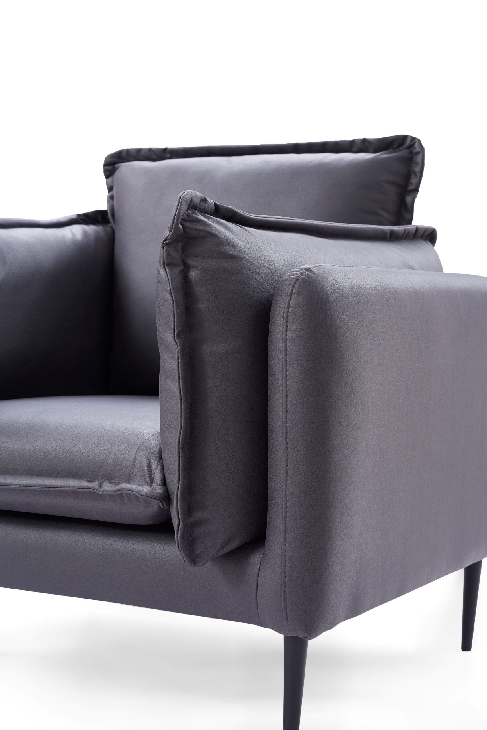 Adain Grey Leathaire Armchair with Metal Legs