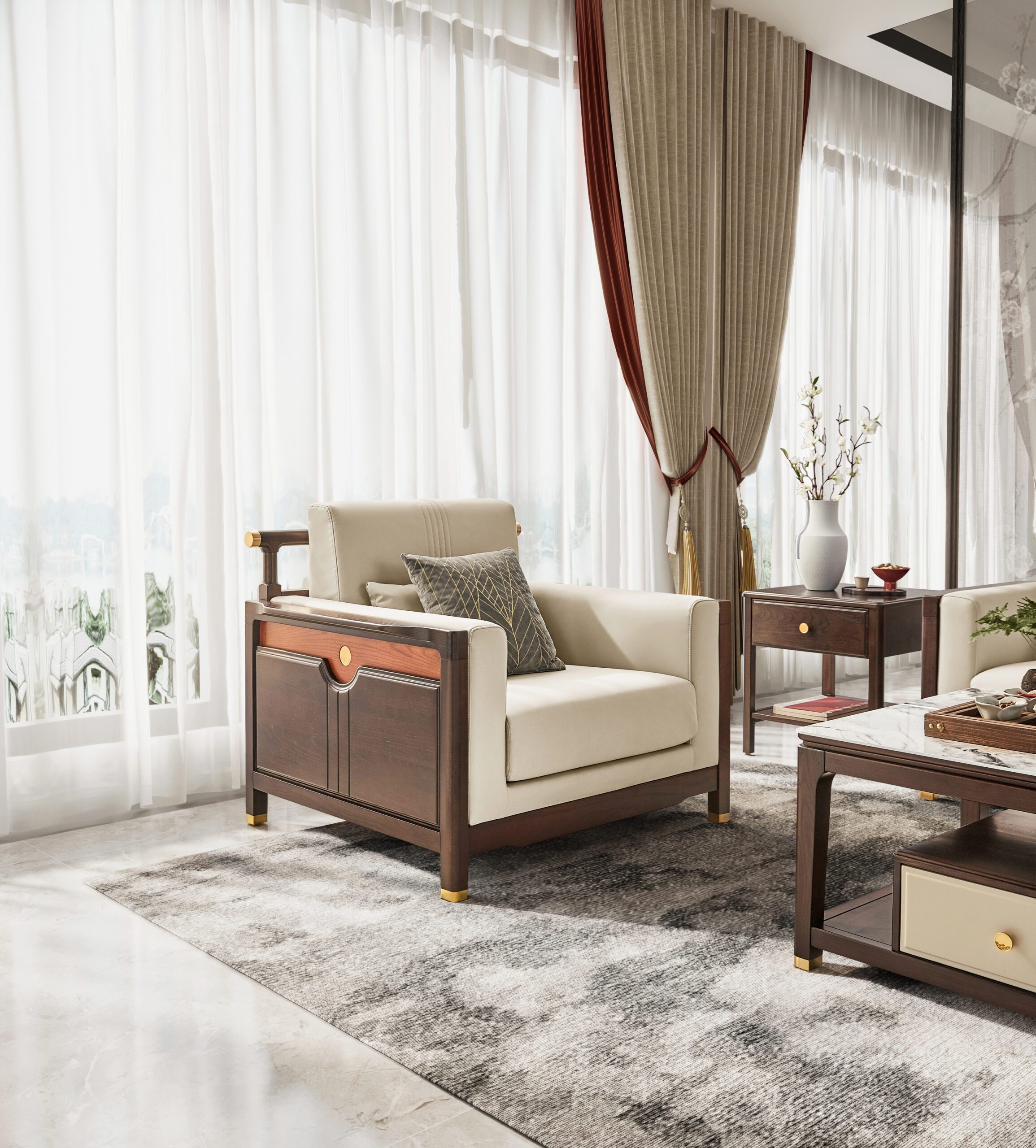 Azunto Premium PVC Nappa Leather Armchair