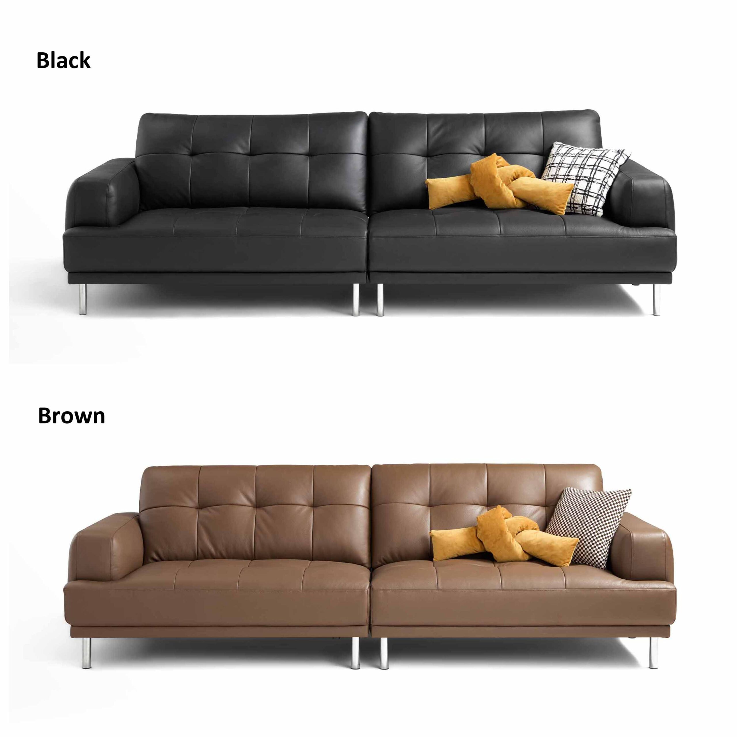 Olcay Premium 4-Seater Genuine Leather Sofa