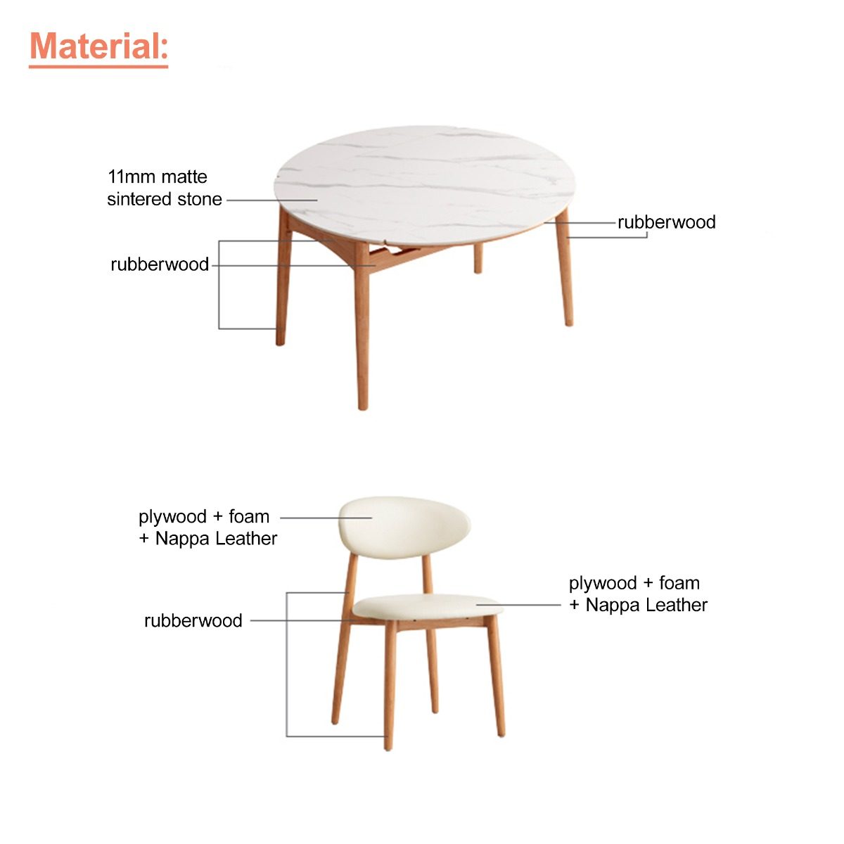 Sechnall Extendable Dining Set (1+4) – Sintered/Natural