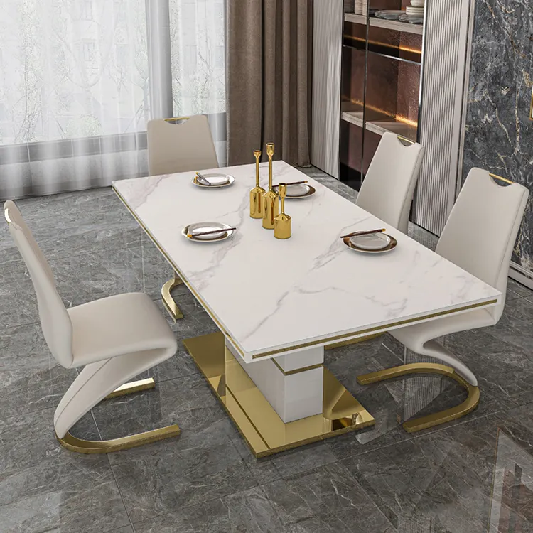 Lucenzo Modern Leather Dining Table Set