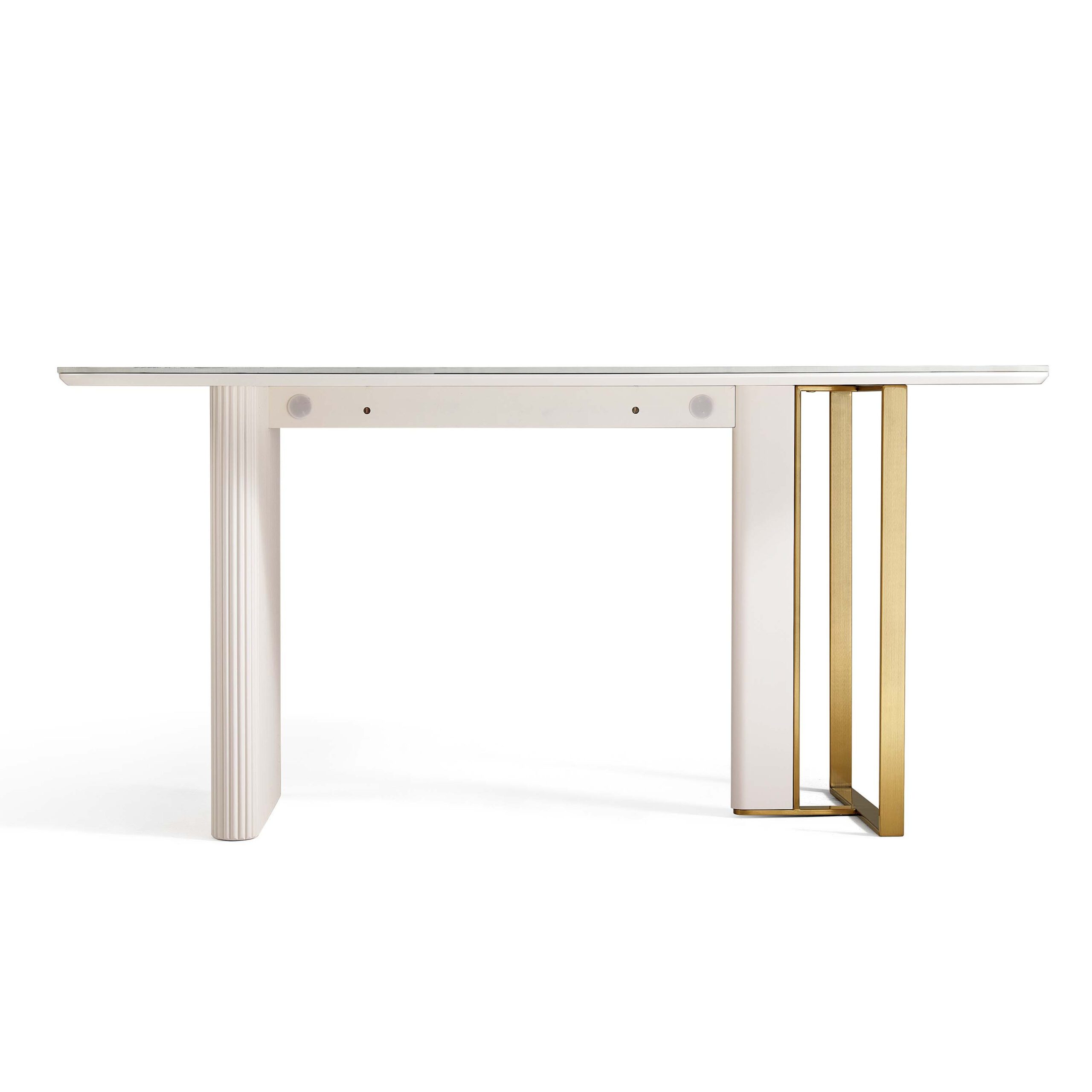Branduff Modern Luxe Sintered Stone Dining Table – Cream & Gold