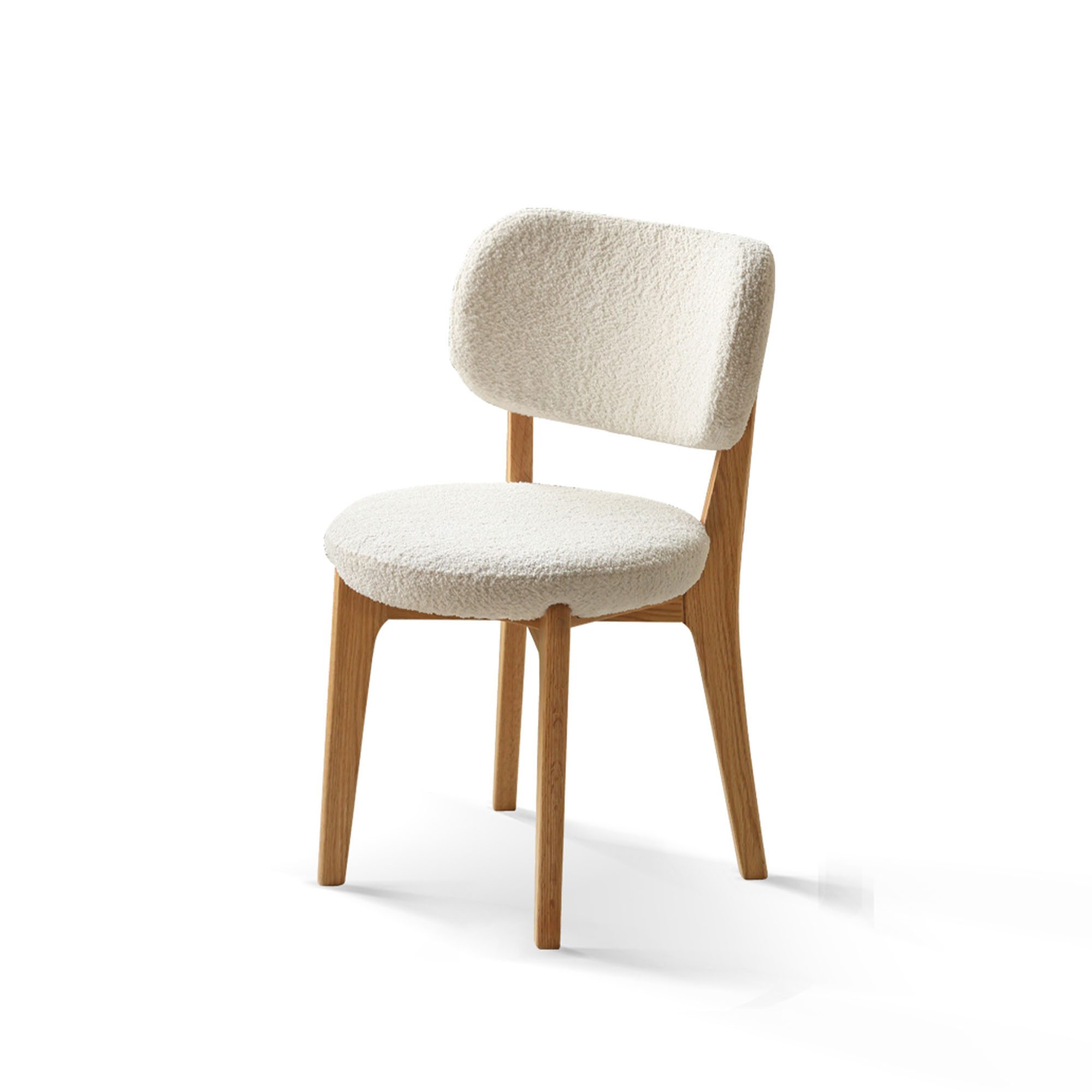 Lartius Boucle Fabric Oak Wood Chair
