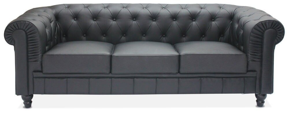 Benjamin Chesterfield Classical 3-Seater PU Leather Sofa