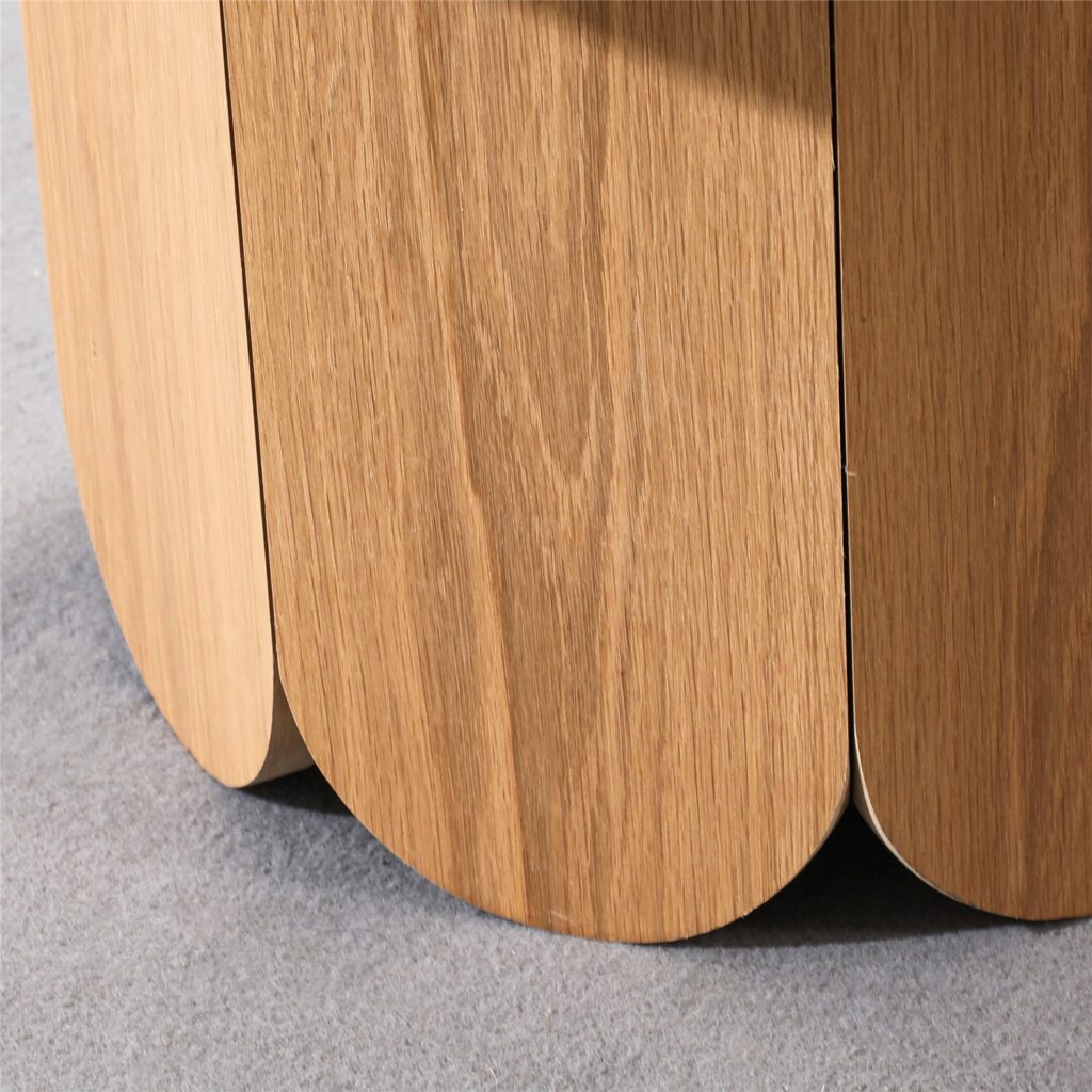 Naomi Round Ribbed Coffee Table – Oak Veneer