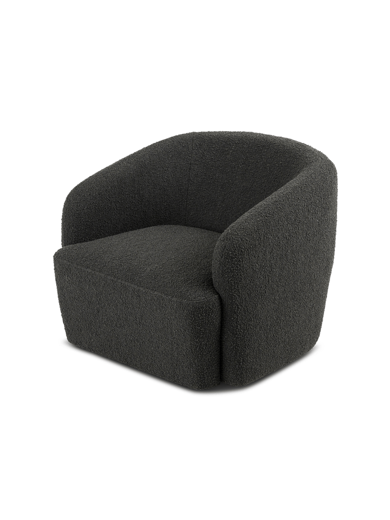 Elowen Curved Swivel Armchair – Boucle Fabric