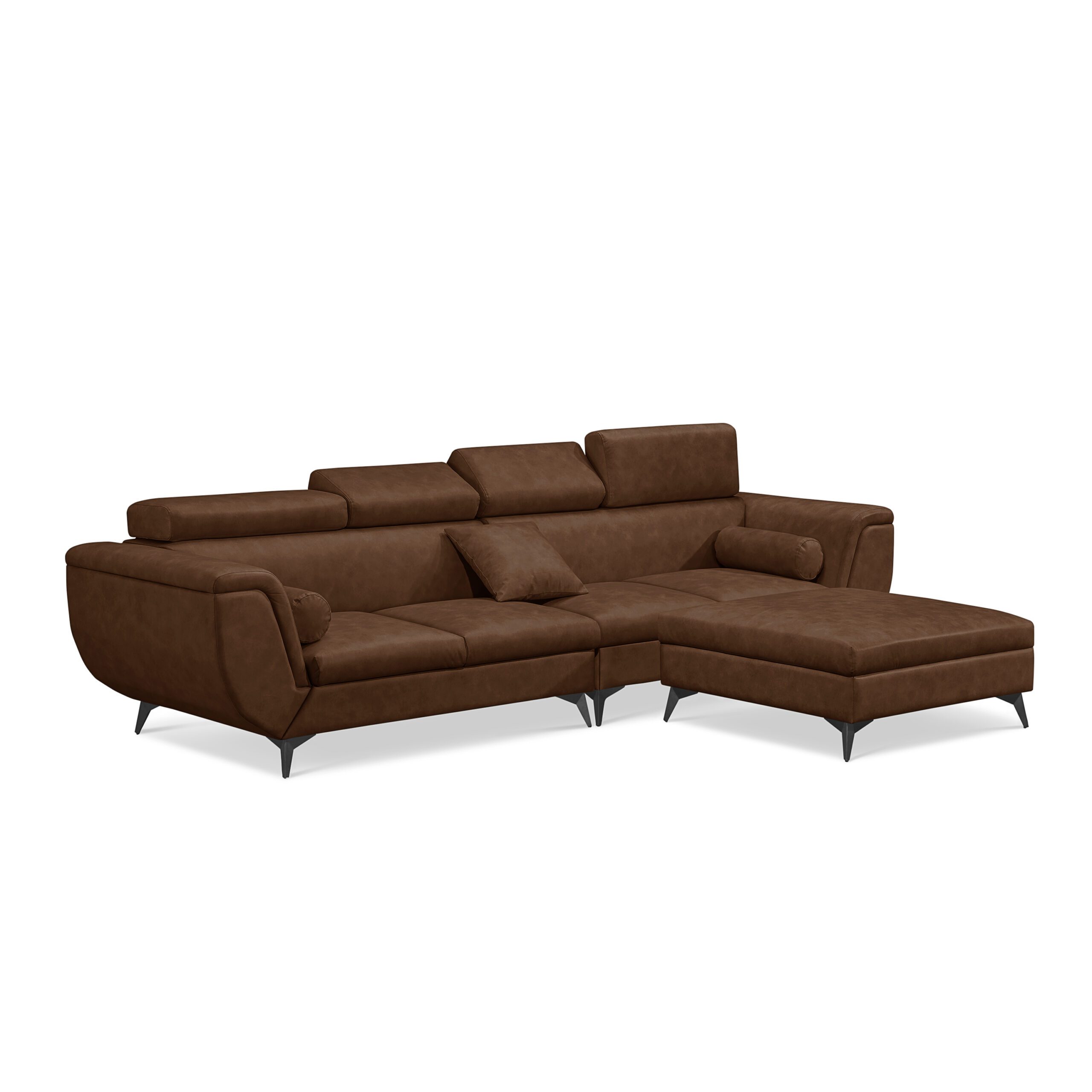 Alcina 4-Seater Leatheraire Fabric Sofa with Ottoman