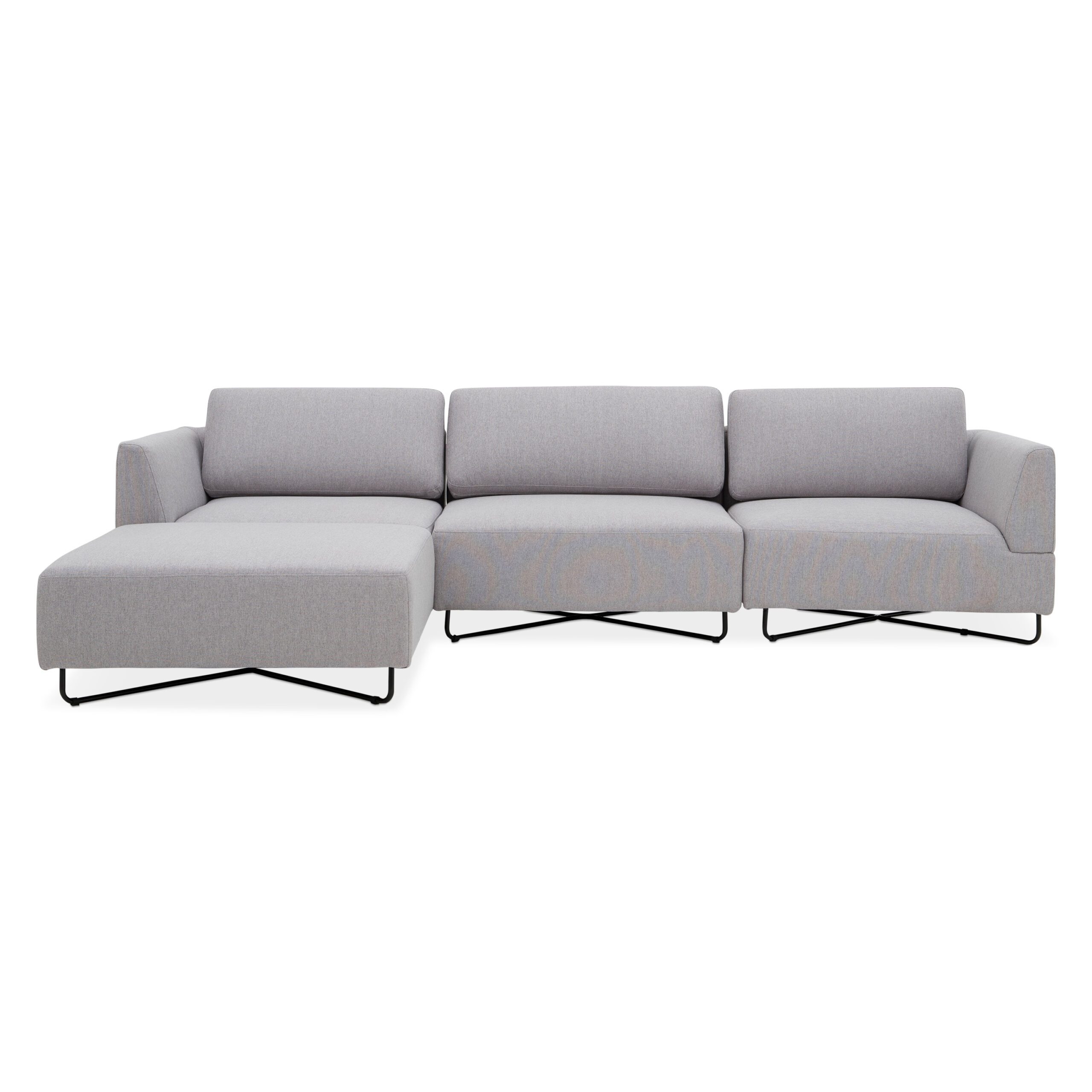 Scott 3-Seater Modular Sofa with Ottoman – Light Grey