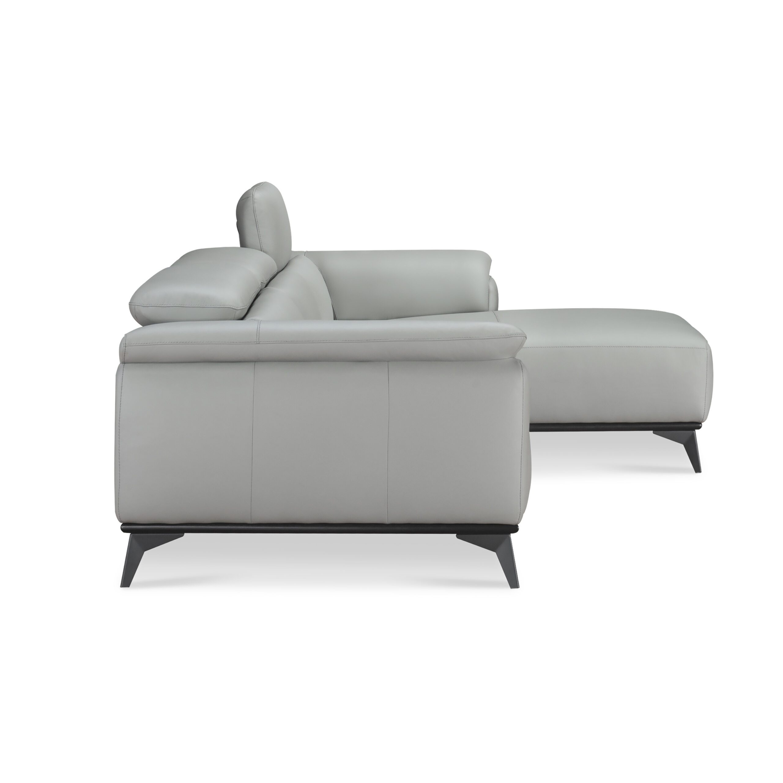 Fautave L-Shape Full Leather Sofa with Adjustable Headrest