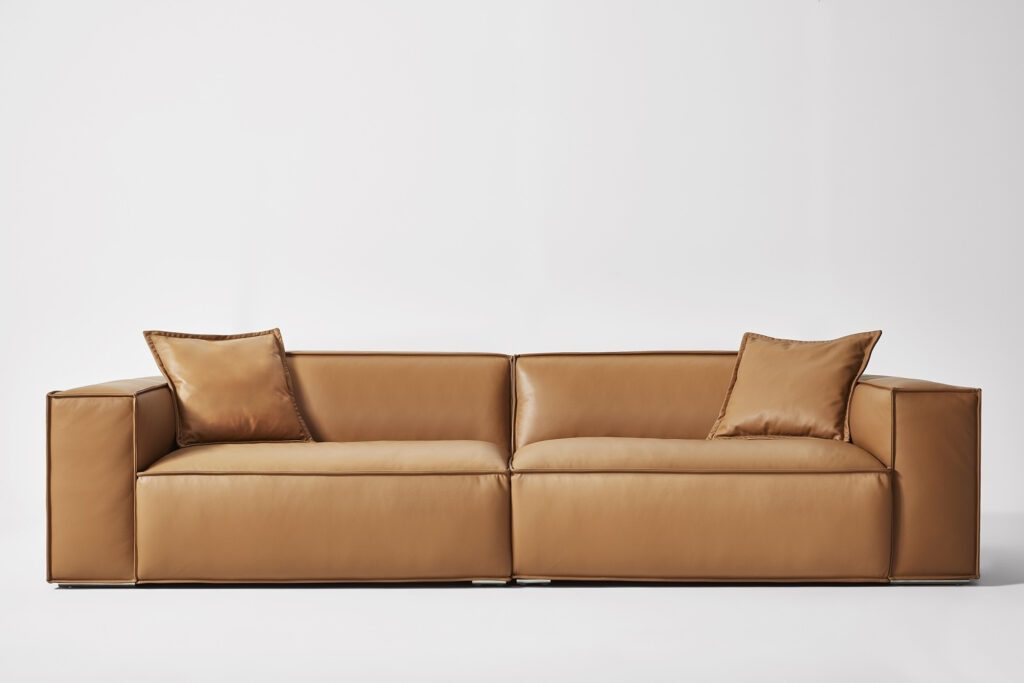 Odet 4-Seater Premium Genuine Leather Sofa with Ottoman