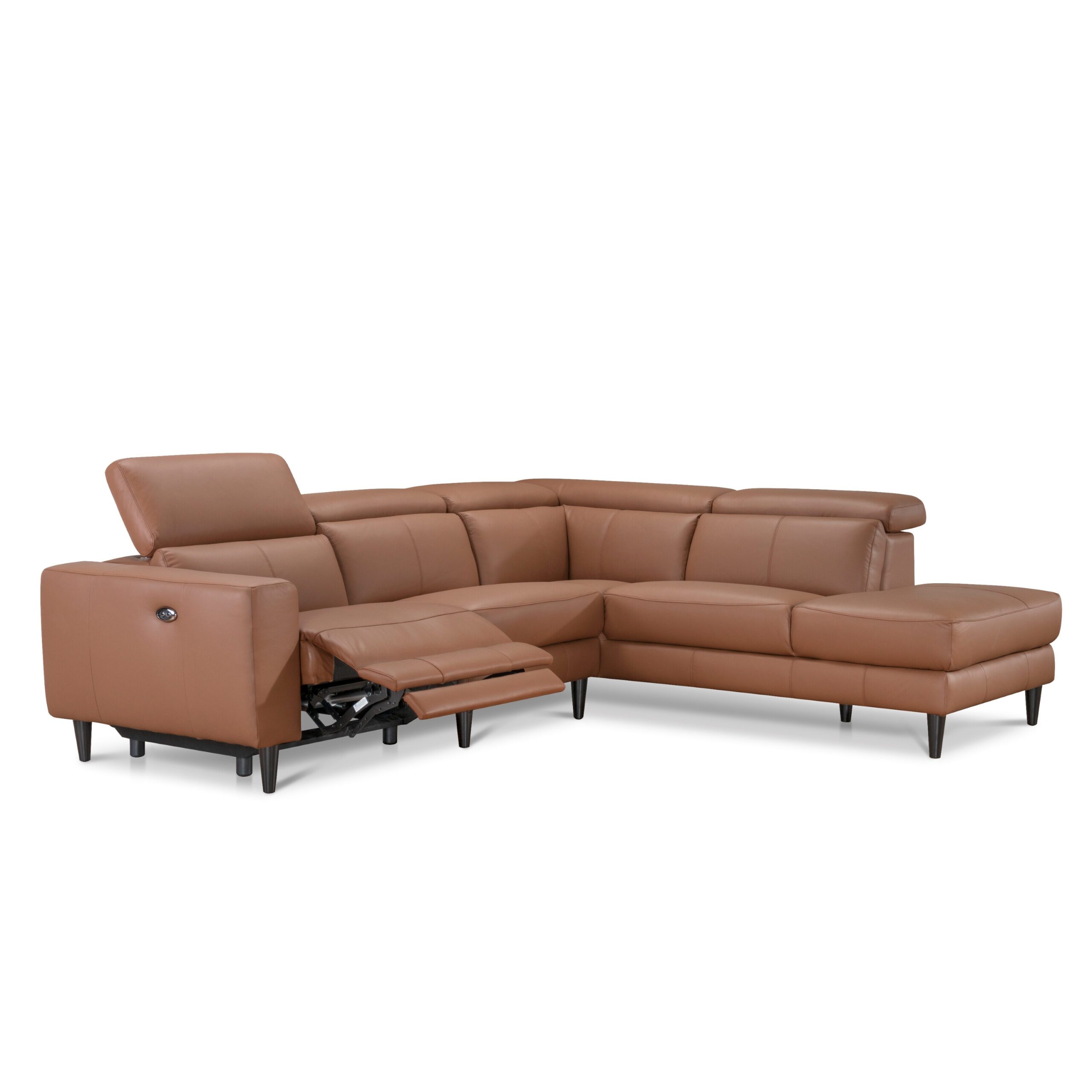 Aleksi L-Shape Leather Electric Sofa with USB Port