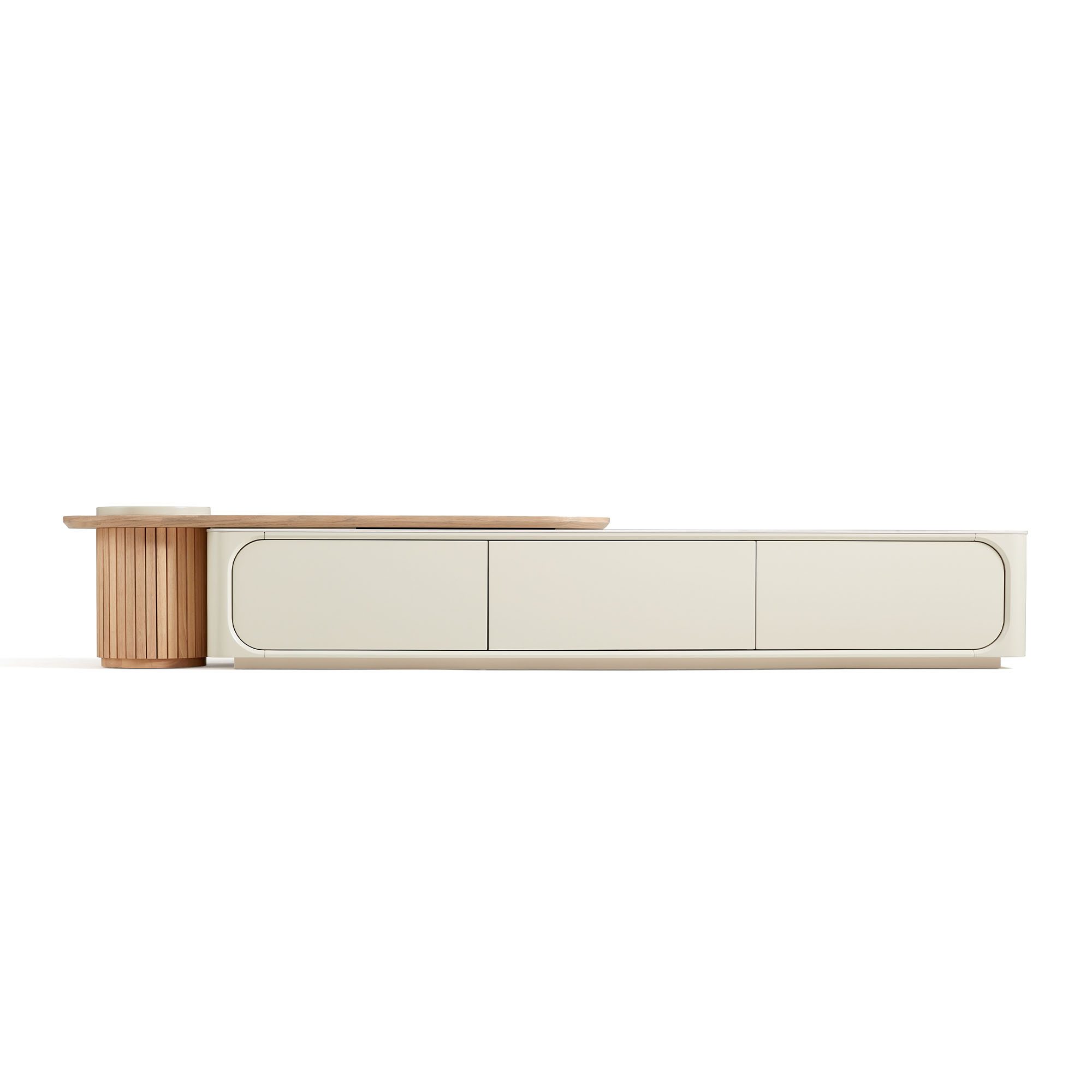 Wendell Extendable TV Console – Off-White Sintered Stone
