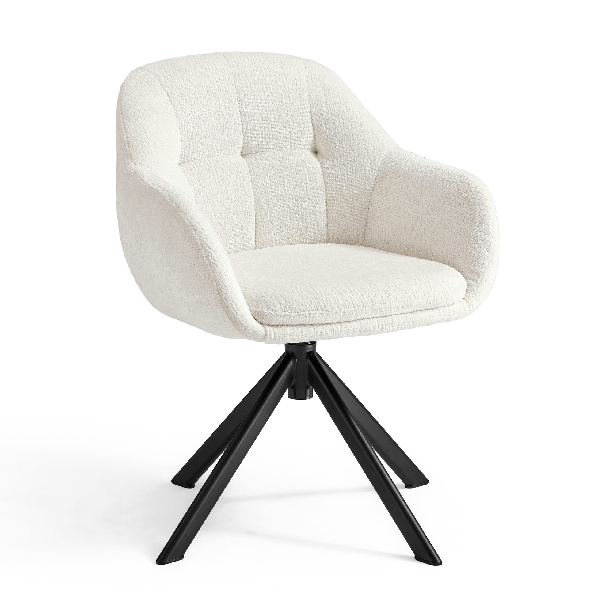 Shayne Velvet Linen Swivel Chair – Cream
