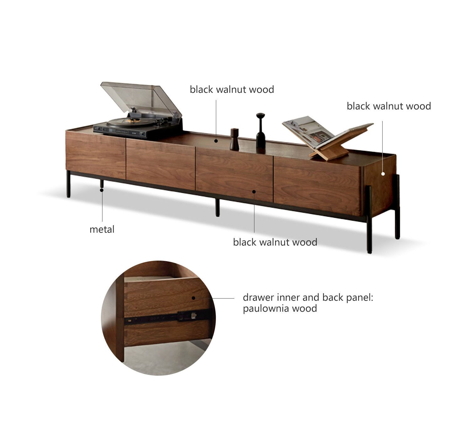 Decius Walnut Solid Wood TV Console