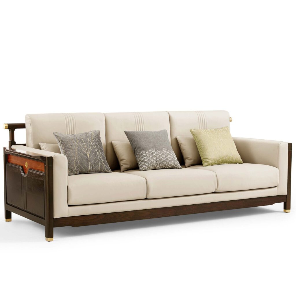 Azunto 3-Seater Sofa – Solid Wood Frame with PVC
