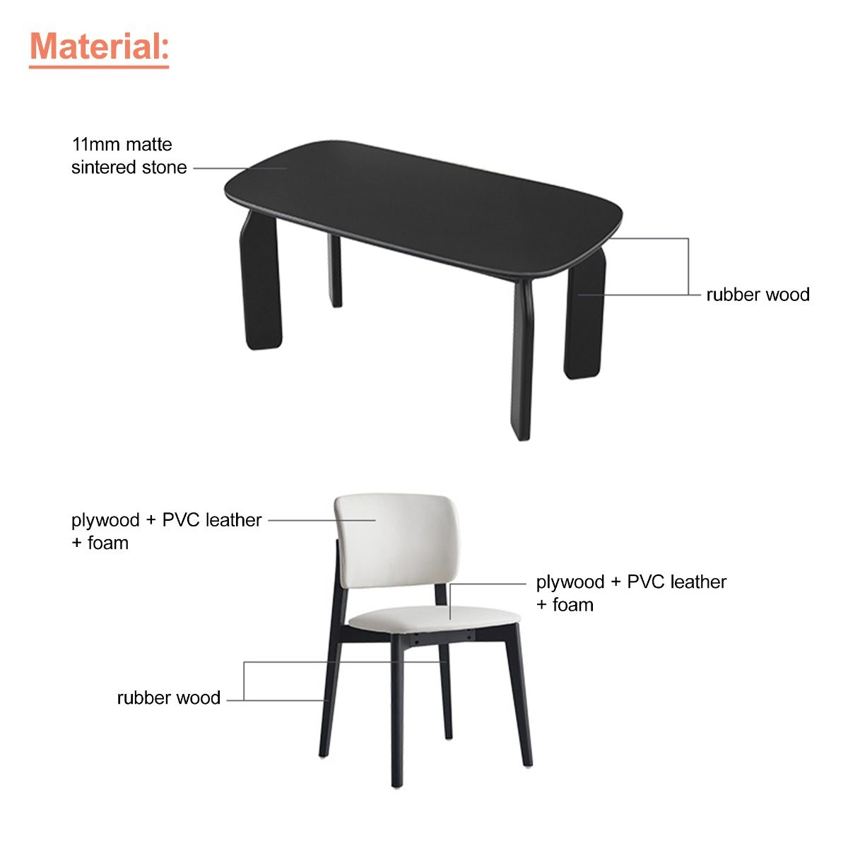 Cypress 6-Seater Dining Set with Sintered Stone Tabletop