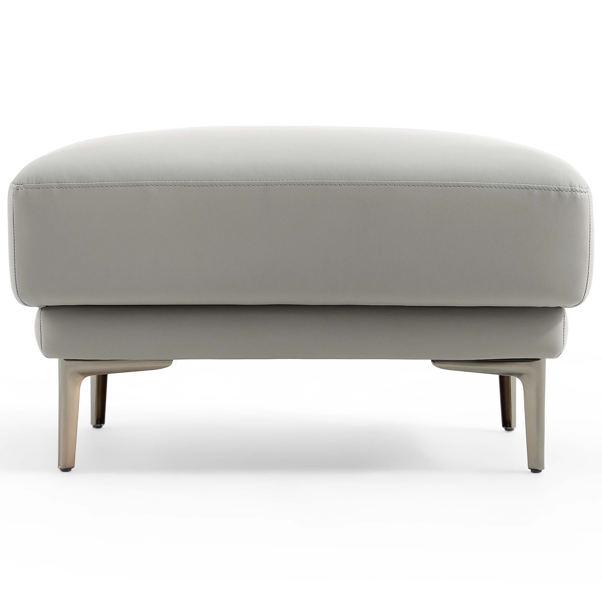 Brago Premium 4-Seater Leather Sofa with Ottoman – Light Grey