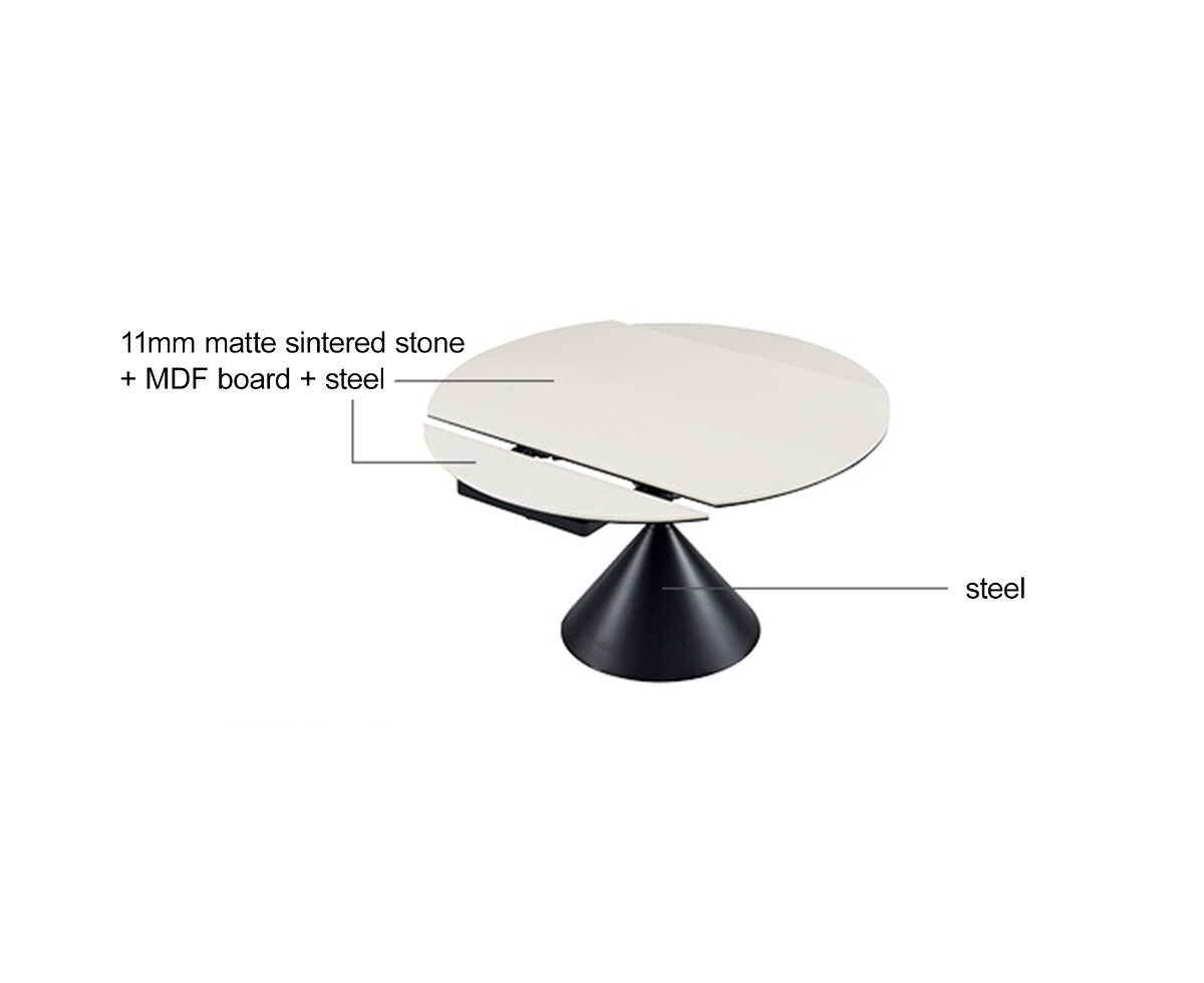Nerissa 6–8 Seater Sintered Stone Extendable Dining Table