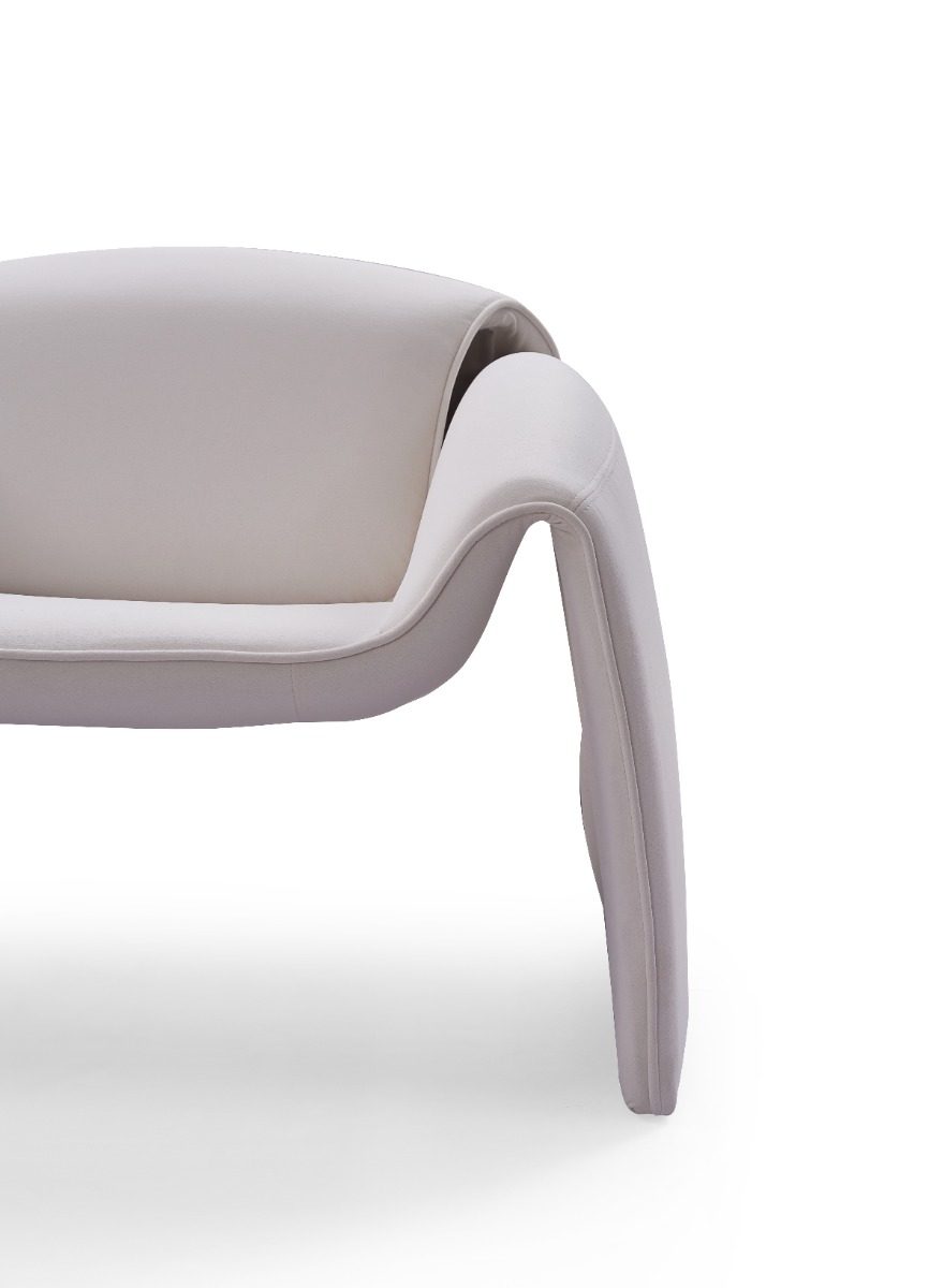 Gweir Modern White Fabric Armchair
